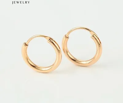 9K 9ct Yellow Gold Plated Ladies Girls Tiny Hoop Earrings.15mm Gift2197 • £7.99