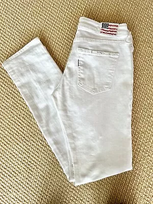 True Religion Brianna Size 25 White Straight Leg Canvas Jeans VGC & Postage Paid • $38.86