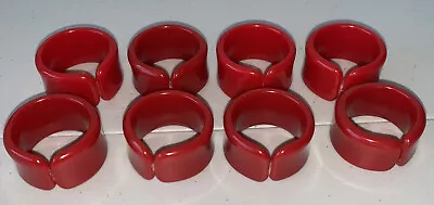 Vintage Set Of 8 Red Bakelite Napkin Ring MCM Tested • $59.95