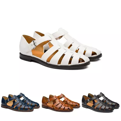Mens Sandals Ankle Buckle Hollow Out Closed Toe Roman Shoes Stylish Casual Shoes • £40.80