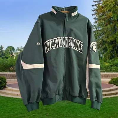 Michigan State Spartans MSU Majestic Fleece Lined Cold Weather Coat Sz XL • $79.99