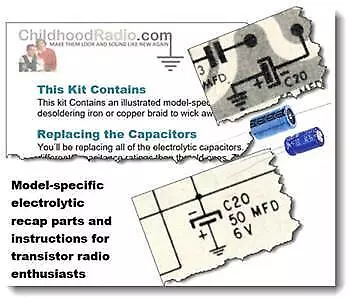 Magnavox AM-80 Transistor Radio Recap Kit Parts & Service Documents • $15.99