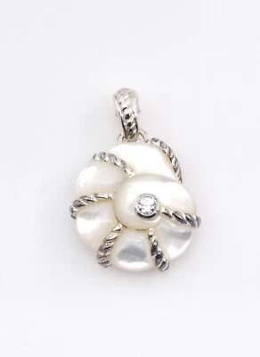$40 • Buy Judith Ripka Nautilus Shell Pendant Charm Enhancer CZ Sterling Silver