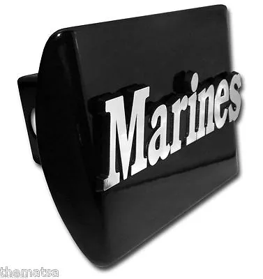 Marine Corps Marines Chrome Emblem On Black Usa Made Trailer Hitch Cover • $75.99