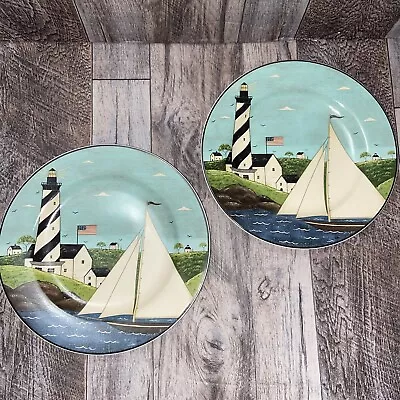 $25 • Buy Sakura Warren Kimble Coastal Breeze Lighthouse Plates Set Of 2
