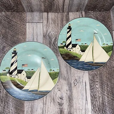 Sakura Warren Kimble Coastal Breeze Lighthouse Plates Set Of 2 • $22