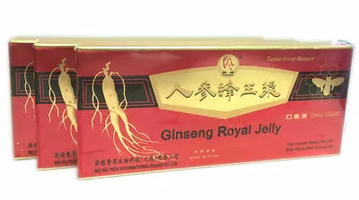 3 Boxes Red Panax Ginseng Royal Jelly Extract Liquid  3 X 10 Vials Shizhen • £16.50