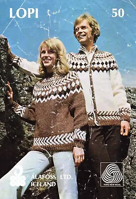 ~Vintage 1970s Alafoss Knitting Pattern For Icelandic Sweater & Jacket ~ 36 ~44  • £1.95