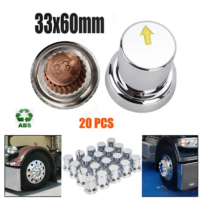 20PCS 33mm Safety Arrow Wheel Nut Covers Caps Chrome ABS For Trucks Trailers Bus • $39.45