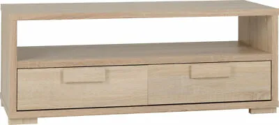 Oak Effect 2 Drawer Tv Unit W100cm X D45.5cm X H40.5cm CAMBRIDGE • £129