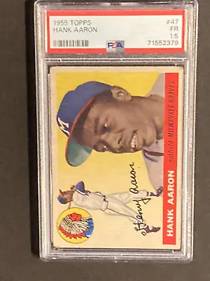 1955 Topps #47 Hank Aaron PSA 1.5 FR Centered 2nd Card • $349