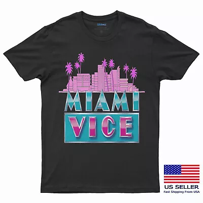 Miami Vice Classic Logo Police TV Show Classic Retro 80's Crockett Gift T-Shirt • $15.88