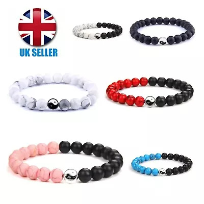 Fengshui Tai Chi Bracelets For Women Men Couple Yin Yang Bracelet Natural Stone • £4.99