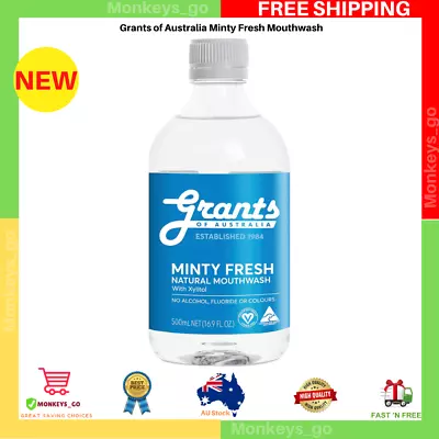 Grants Of Australia Minty Fresh Xylitol Mouthwash 500ml  | NEW AU FREE SHIPPING • $14.99