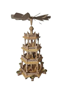 $99.99 • Buy VTG German Wood Erzgebirgische 4-Tier Christmas Nativity Pyramid New Open Box