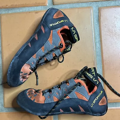 La Sportiva Tarantulace Leather Rock Climbing Shoes Orange & Blck Sz 6.5 Eu 38.5 • $26.32