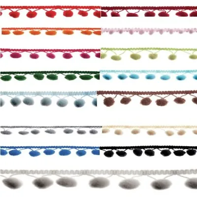 £3.20 • Buy 20mm Pom Pom Trim Fringe Bobbles Balls Craft Lace Sewing Accessories
