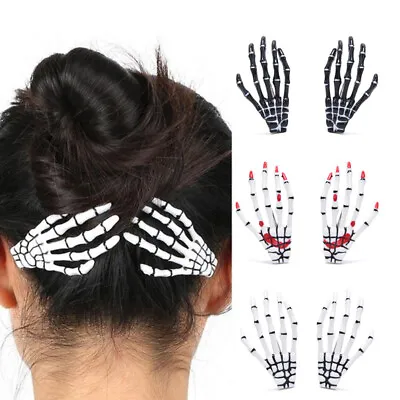 Punk Gothic Halloween Zombie Skull Skeleton Hand Bone Claw Hairpin Hair Clip~go • $1.03