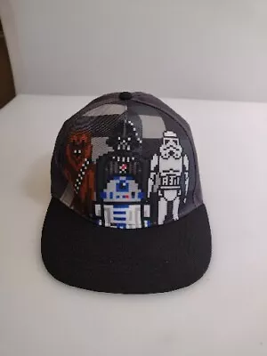 Star Wars Snapback Hat Cap Chewy Darth Vader Storm Trooper R2D2 Pixelated Gray • $7.48