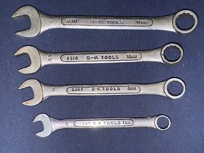 S-K Tools Metric Combination Wrenches 4 Pcs. USA 7mm 8mm 10mm 11mm 12pt • $30