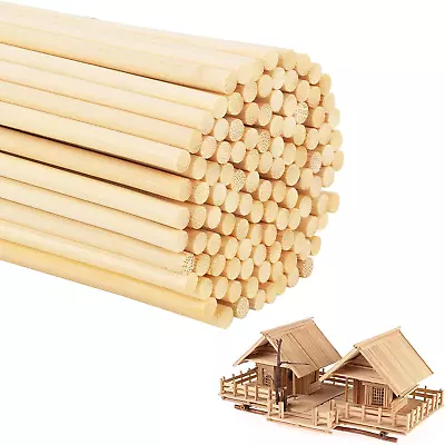 120PCS Wooden Dowel Rods 1/4 X 8 Inch Round Unfinished Bamboo Dowel Rods Wood  • $12.93