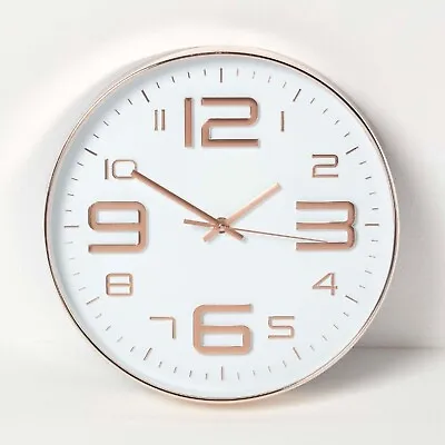 30cm Wall Clock Round Copper Effect Quartz Lightweight Plastic Time Home Office • £13.99