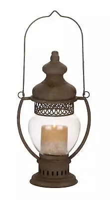 DecMode Brown Metal Decorative Candle Lantern With Handle • $17.92