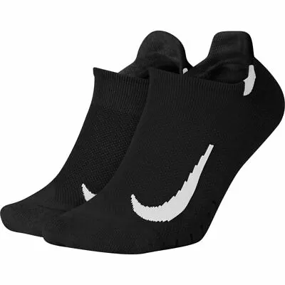 Nike Multiplier Running No Show Ankle Socks 2 Pair Mens Black Multi Size Sports • $37.99