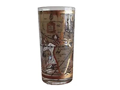 MCM Vintage Cera Old World Map 22kt Gold Highball Barware Glass 5.5  • $10