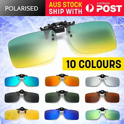 $9.95 • Buy Unisex Polarized Clip On Flip Up Sunglasses UV 400 Protection Men Women Eyewear