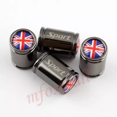 4X Titanium Vehicle Wheels Tyre Tire Valve Cap Cover United Kingdom UK Flag Logo • £7.27