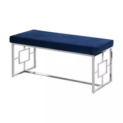 Best Master Furniture Accent Bench 39  X 19  Upholstered Velvet Blue/Silver • $126.78