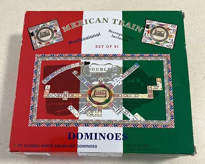 Mexican Train Color Dot Dominoes Double 12 Professional Numbered - 91 Pc + Case  • $45