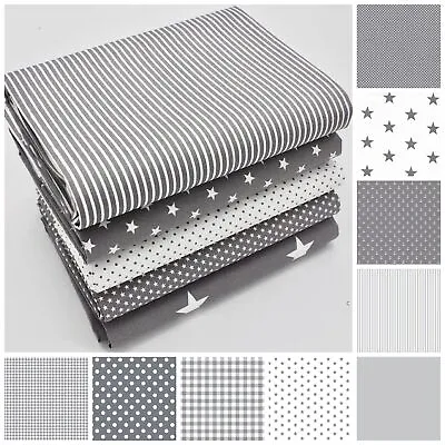 Cotton Classics - Grey Collection - Nursery Quilting Fabric LOTS Of DESIGNS • £11.99