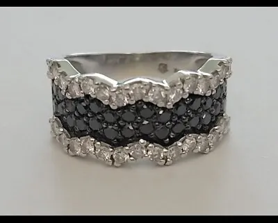 1.25CTW Zales Black & White Diamond Pave Wedding Engangement Ring Band  • $497.48