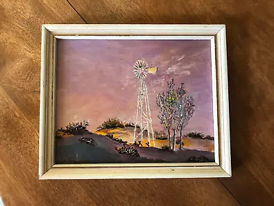 VTG 1973 8x10 Original Oil Painting &VTG Frame; Rural Country LandscapeWindmill • $21