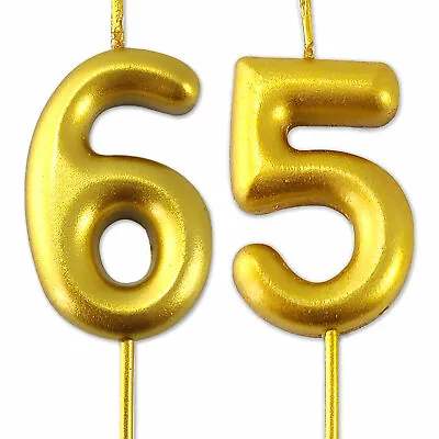 Gold Number 65 Candle 65th Birthday Party Cake Decoration Anniversary Age Year • £4.95