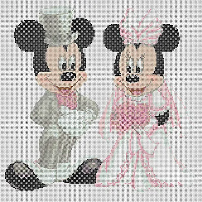 £4.50 • Buy Cross Stitch Chart   Mickey Mouse And Minnies Wedding Flowerpower37-uk