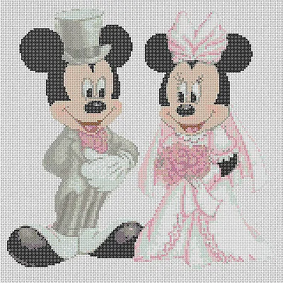 Cross Stitch Chart   Mickey Mouse And Minnies Wedding Flowerpower37-uk • £4.85