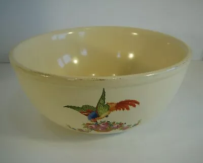 Vintage 9 1/2 Inch Homer Laughlin Mixing / Serving Bowl Parrot & Flower Design • $34.95