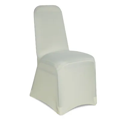 Ivory Spandex Lycra Stretch Chair Covers Wedding Banquet Anniversary  (100 PCS) • £240