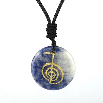 Natural Crystal Cho Ku Rei Quartz Necklace Stone Aura Symbol Round Pendant Reiki • $3.99