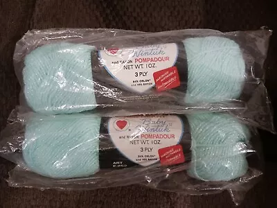 2 Vtg Red Heart Baby Yarn Pastel Green With Same Dye Lot Coats Clark 680 Wintuk • $9.99