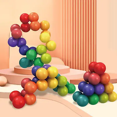 Playable Rainbow Balls Education Puzzle Creation Game Activity Balls Kids Toys • £7.55