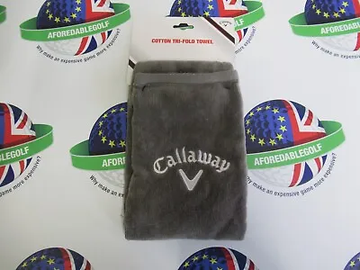 New Callaway Grey Cotton Tri-fold Towel 16  X 21  With Carabiner • £12.99