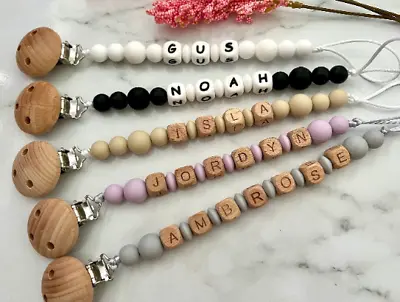 Personalised Dummy Clip - Custom Pacifier Chain - Newborn Gift Soother Holder • $12.20