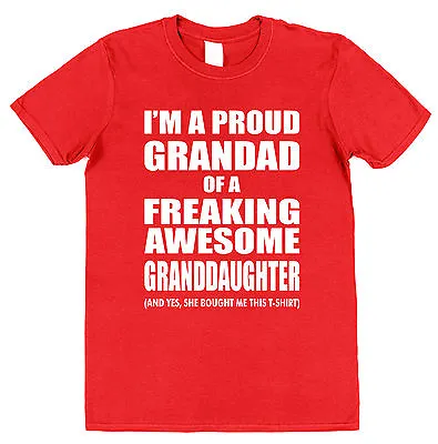 I'm A Proud Grandad Of A Freaking Awesome Granddaughter T-Shirt Cotton Christmas • £15.95