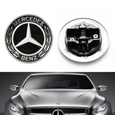 57mm Black Star Front AMG Emblem Tree Flat Hood Badge For Mercedes-Benz • $11