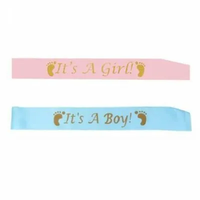 Baby Shower Sash Blue It's A Reveal Gender Boy  Brand New Pink It's A Girl • £3.08