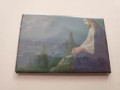 Vintage Jesus Praying On Mount Olive  Picture With Mirror 3  • $12